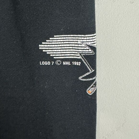 VINTAGE LOGO 7 Mens Black San Jose Sharks Sweatpants Size L Hockey NHL 1992 USA - Picture 4 of 8